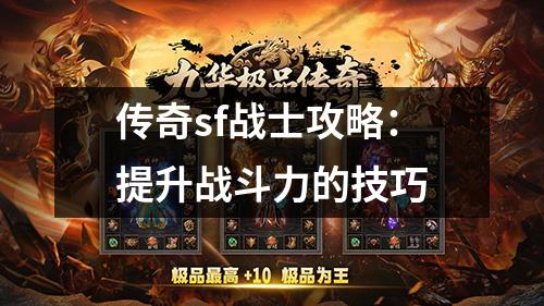 传奇sf战士攻略：提升战斗力的技巧